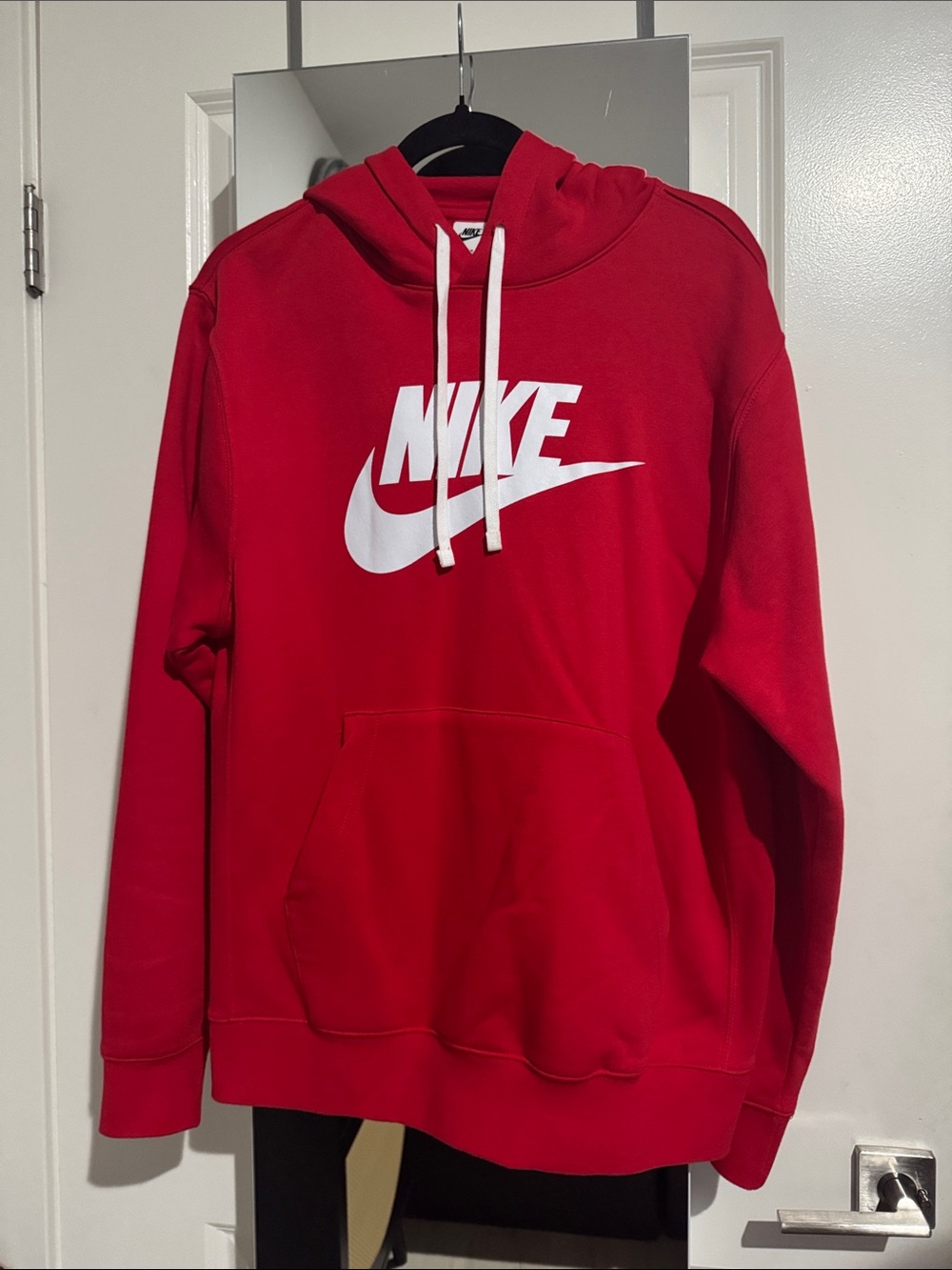 Nike Red Pullover Hoodie with White Logo
